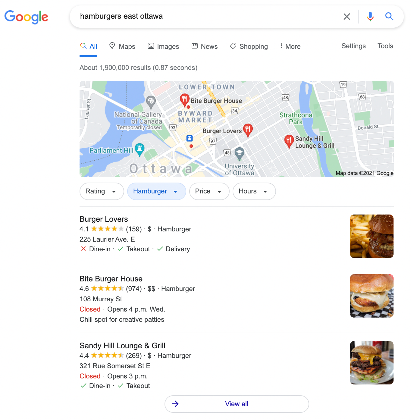 google local search result screenshot